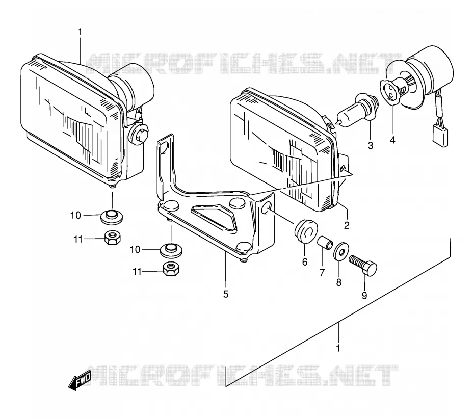 PHARE (MODELE V/W E24) Suzuki QUAD 250 KINGQUAD 1996  LT-F4WDT(E17)