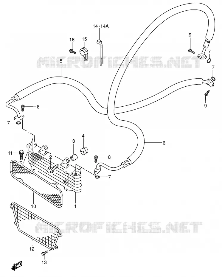 RADIATEUR D'HUILE Suzuki QUAD 300 KINGQUAD 1999  LT-F300FX(E3/E28)