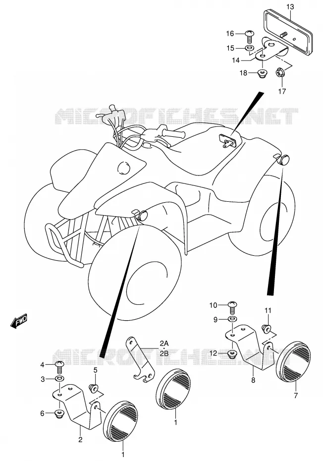 REFLECTEUR (P28) Suzuki QUAD 50 MINIQUAD-SPORT 2003  LT-A50K3(P3/P28)