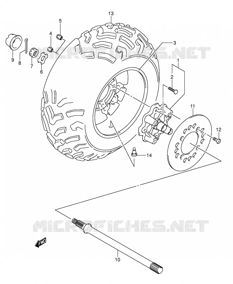 ROUE ARRIERE DROITE Suzuki QUAD 500 KINGQUAD 2007  LT-A500FK7(P28/P33)