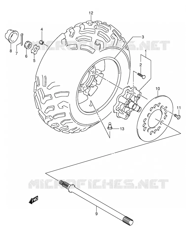 ROUE ARRIERE DROITE Suzuki QUAD 500 VINSON 2004  LT-A500FK4(P24)