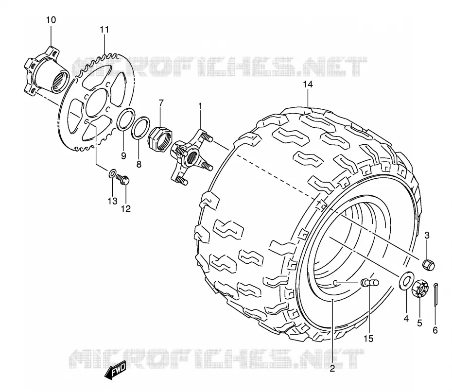 ROUE ARRIERE GAUCHE (MODEL K5/K6/K7) Suzuki QUAD 400 QUADSPORT 2005  LT-Z400K5(E3/E28)
