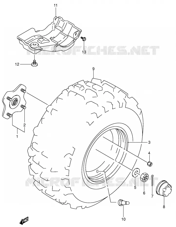 ROUE ARRIERE GAUCHE Suzuki QUAD 250 OZARK 2003  LT-F250K3(E3/E28)