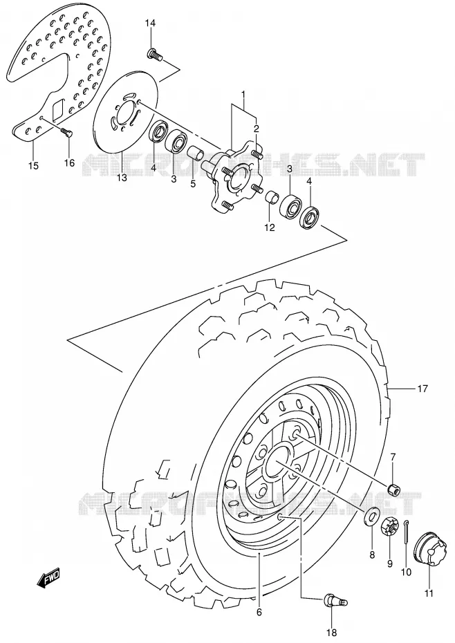ROUE AVANT (MODELE K2/K3) Suzuki QUAD 250 OZARK 2006  LT-F250K6(E3/E28)