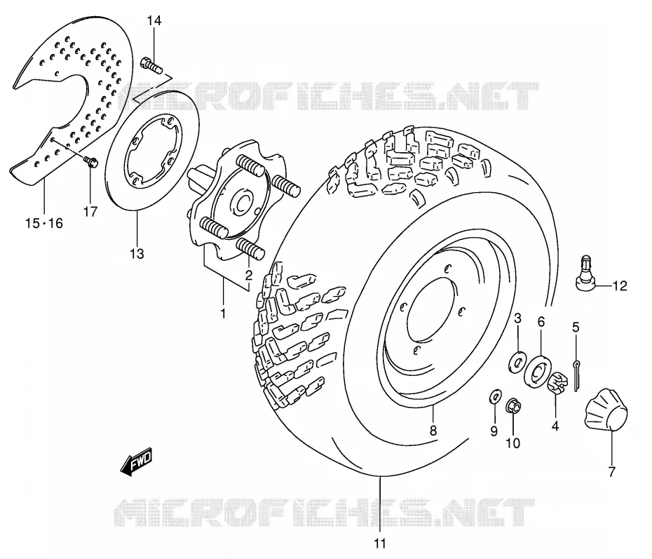 ROUE AVANT (MODELE K2/K4) Suzuki QUAD 300 KINGQUAD 2000  LT-F300FY(E3/E28)