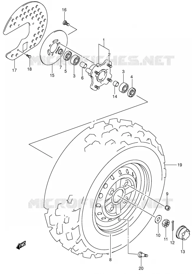 ROUE AVANT (MODELE K4/K5/K6) Suzuki QUAD 250 OZARK 2005  LT-F250K5(E17)