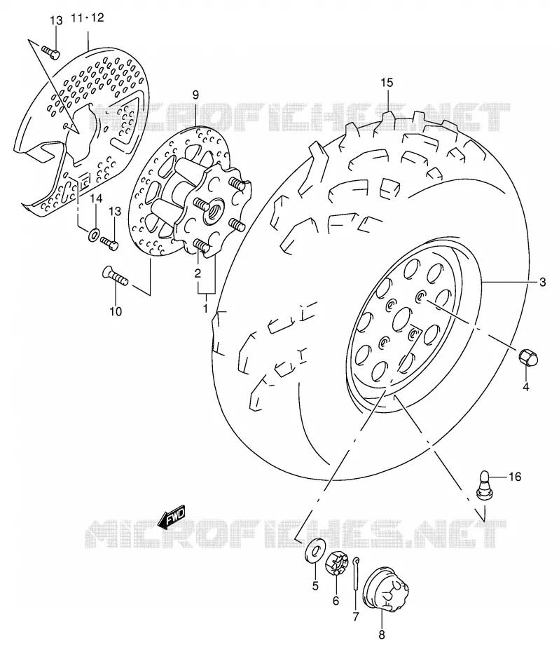 ROUE AVANT (MODELE Y/K1/K2) Suzuki QUAD 500 VINSON 2002  LT-F500FK2(E3/E28)
