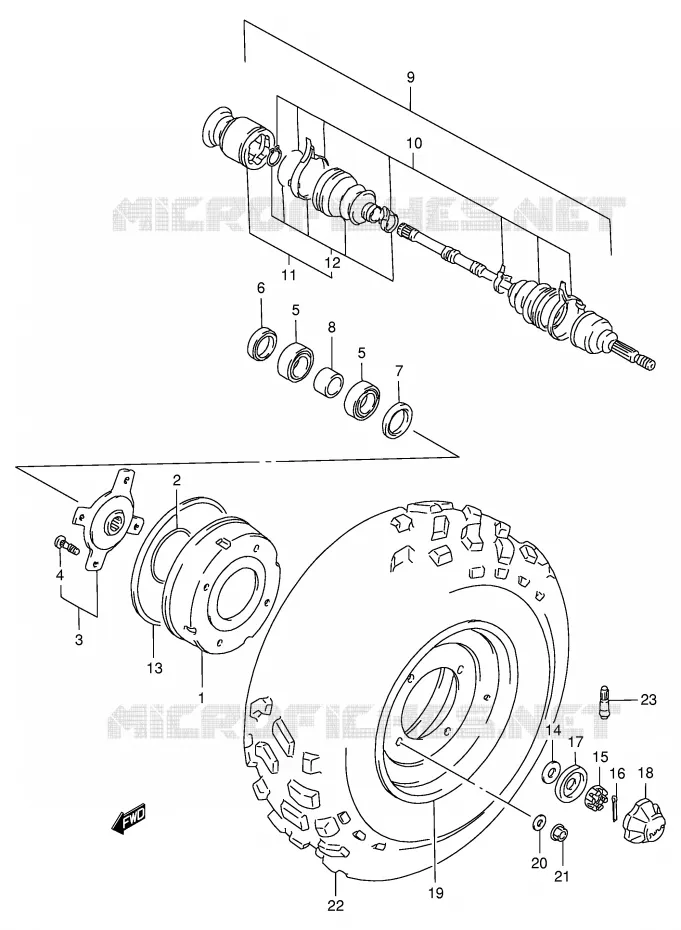 ROUE AVANT (VOIR NOTE) Suzuki QUAD 250 KINGQUAD 1997  LT-F4WDV(E28)
