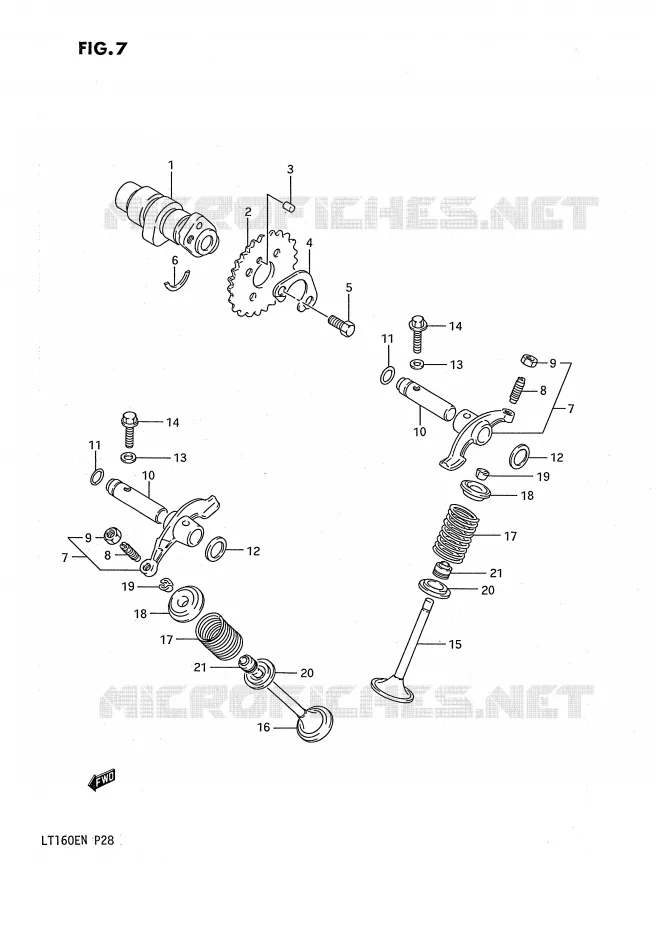 ARBRE A CAMES - SOUPAPES Suzuki QUAD 160 QUADRUNNER 1991  LT160EM(P28)