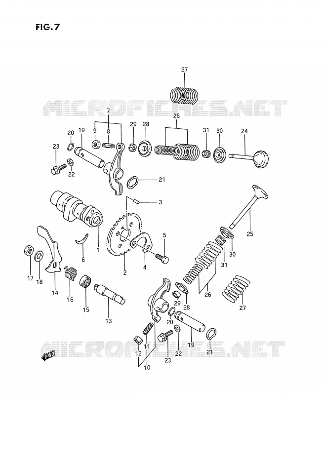 ARBRE A CAMES - SOUPAPES Suzuki QUAD 250 KINGQUAD 1987  LT-F4WDH(E2)
