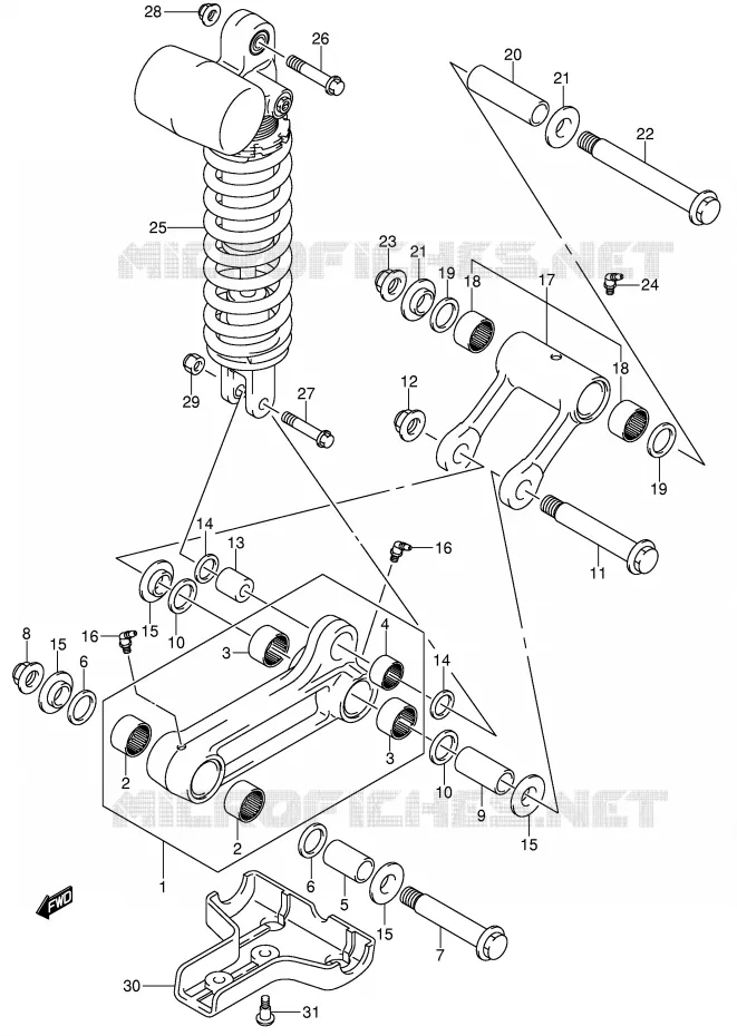 BIELLETTE DE SUSPENSION ARRIERE (MODELE K4) Suzuki QUAD 400 QUADSPORT 2005  LT-Z400K5(E19)