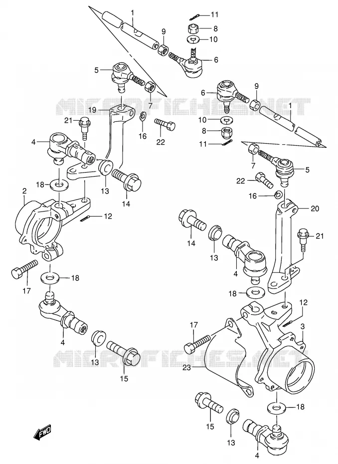 BIELLETTES DE DIRECTION - MOYEU Suzuki QUAD 250 OZARK 2000  LT-F250FY(E24)