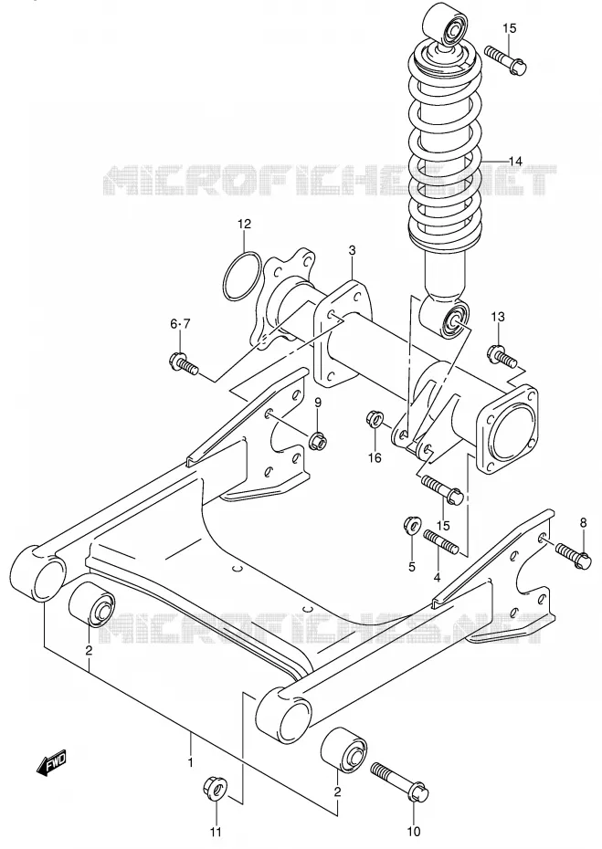 BRAS OSCILLANT ARRIERE (MODELE K2/K3/K4) Suzuki QUAD 250 OZARK 2005  LT-F250K5(E3/E28)