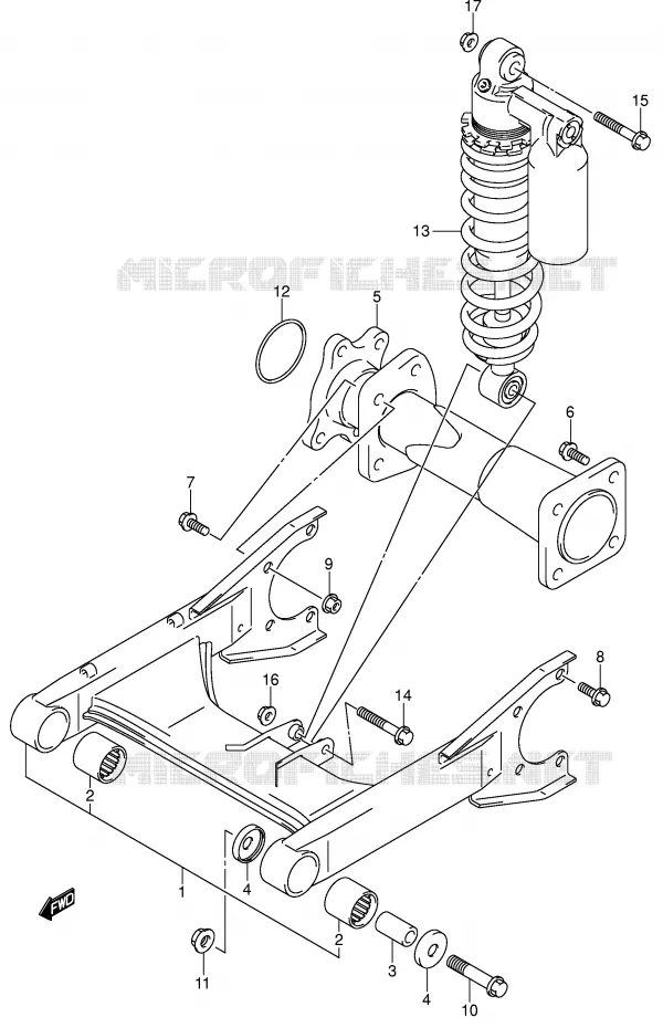 BRAS OSCILLANT ARRIERE (MODELE K4/K5) Suzuki QUAD 250 QUADSPORT 2007  LT-Z250K7(E28/E33)