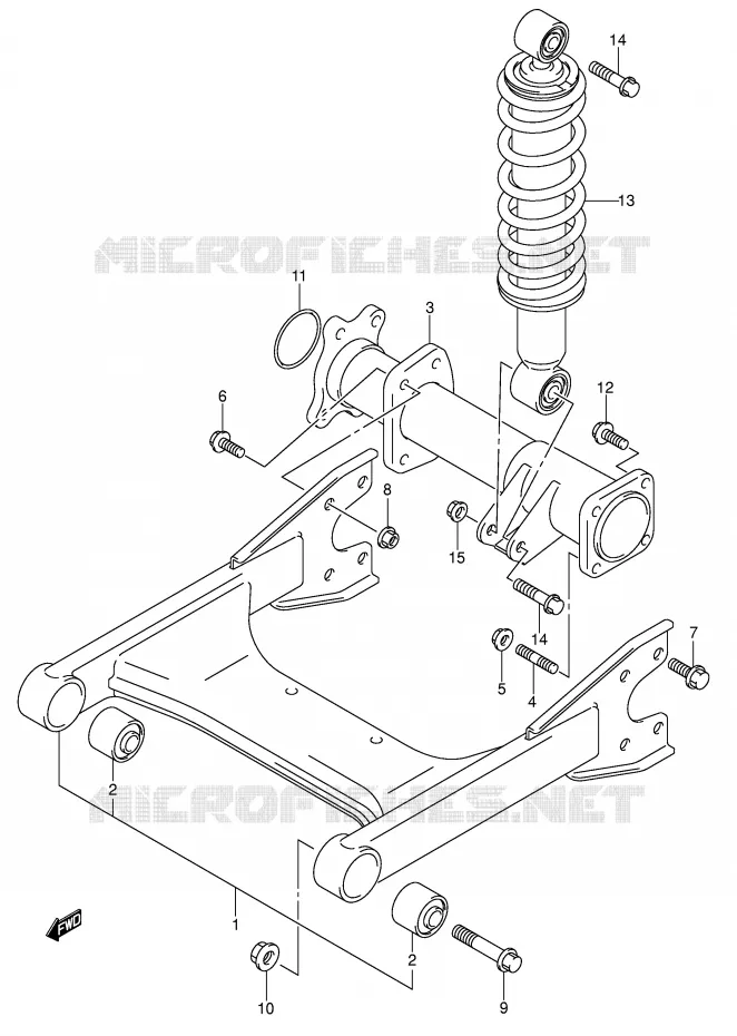 BRAS OSCILLANT ARRIERE (MODELE K5/K6) Suzuki QUAD 250 OZARK 2004  LT-F250K4(E17)