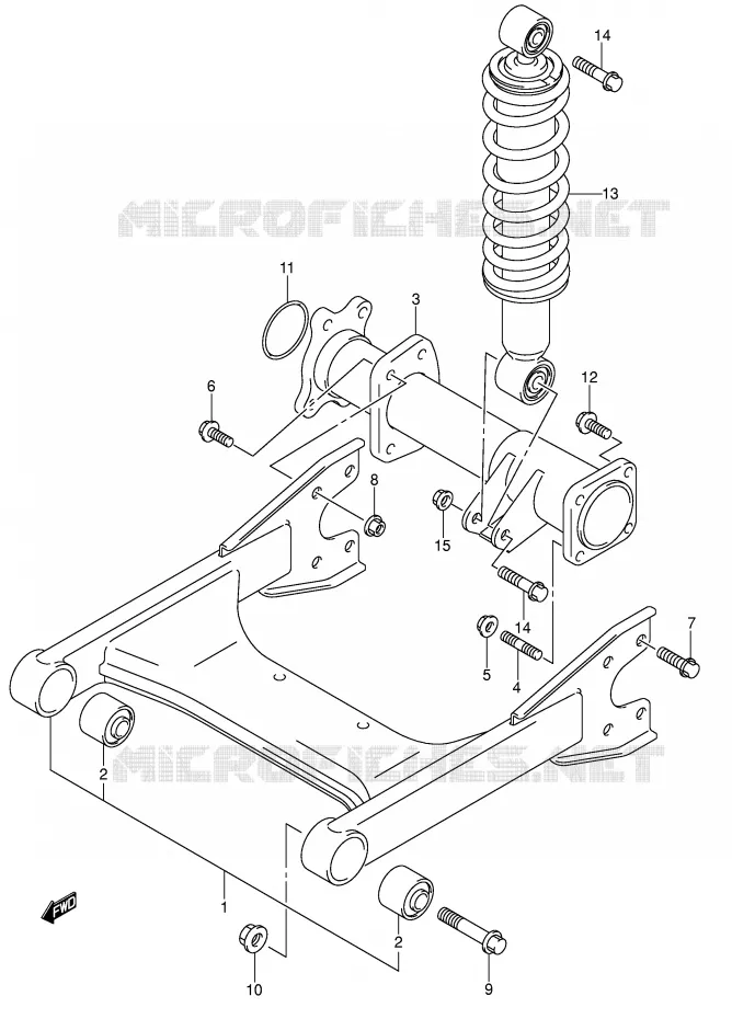BRAS OSCILLANT ARRIERE (MODELE K5/K6) Suzuki QUAD 250 OZARK 2004  LT-F250K4(E3/E28)