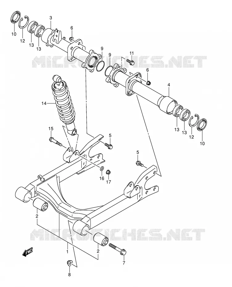 BRAS OSCILLANT ARRIERE Suzuki QUAD 400 EIGER 2002  LT-F400K2(E24)