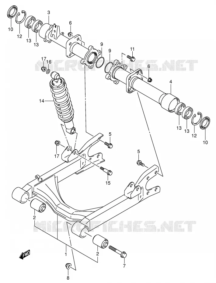 BRAS OSCILLANT ARRIERE Suzuki QUAD 400 EIGER 2003  LT-F400FK3(P24)