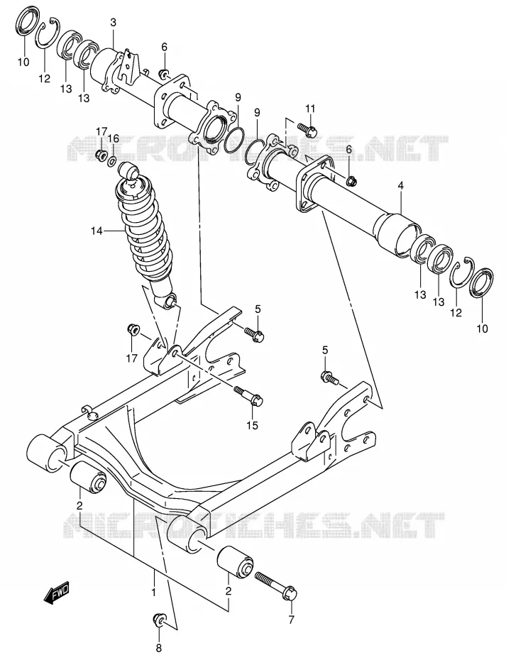 BRAS OSCILLANT ARRIERE Suzuki QUAD 400 EIGER 2006  LT-F400K6(P3/P28)
