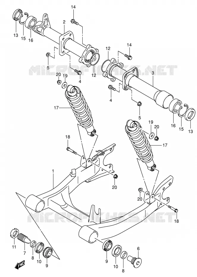 BRAS OSCILLANT ARRIERE Suzuki QUAD 500 VINSON 2002  LT-A500FK2(E3/E28)