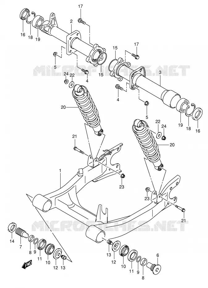 BRAS OSCILLANT ARRIERE Suzuki QUAD 500 VINSON 2004  LT-A500FK4(P24)