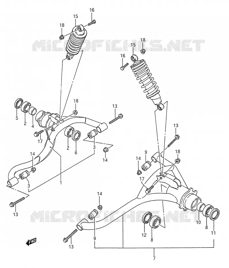 BRAS SUSPENSION ARRIERE (MODELE H) Suzuki QUAD 250 KINGQUAD 1991  LT-F4WDM(E28)