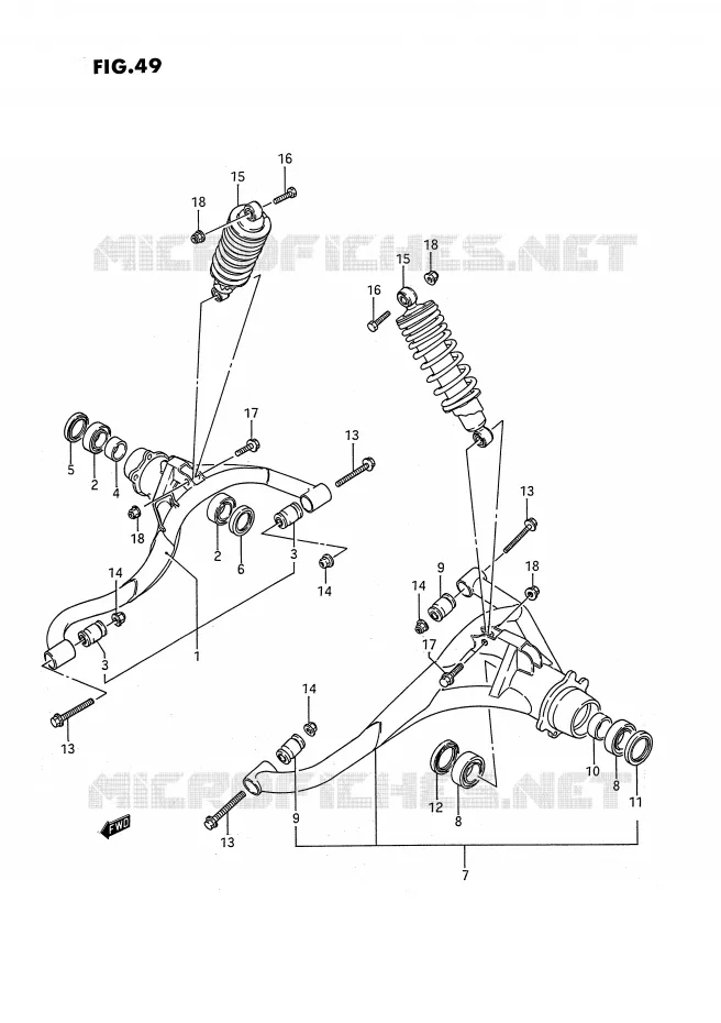 BRAS SUSPENSION ARRIERE Suzuki QUAD 300 KINGQUAD 1994  LT-F4WDXR(E3)