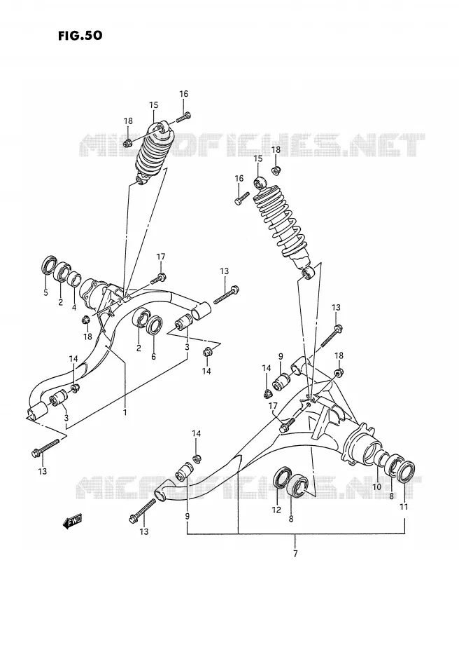 BRAS SUSPENSION ARRIERE Suzuki QUAD 300 KINGQUAD 1995  LT-F4WDXS(E2)