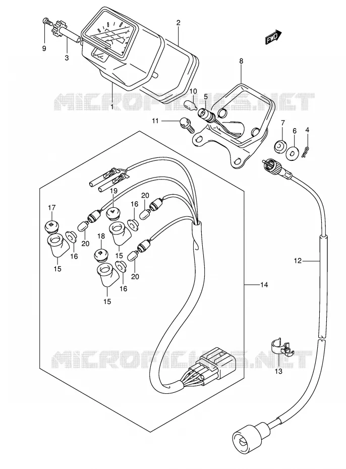 COMPTEUR (MODELE K5) Suzuki QUAD 400 EIGER 2007  LT-F400FK7(P3/P28)