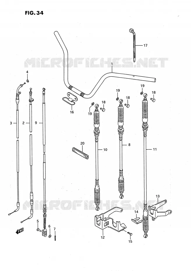 GUIDON - CABLES (MODELE J/K) Suzuki QUAD 250 OZARK 1996  LT-F250T(E3)