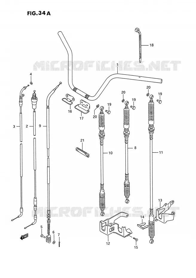 GUIDON - CABLES (MODELE L/M/N/P/R/S/T) Suzuki QUAD 250 OZARK 1991  LT-F250M(E28)