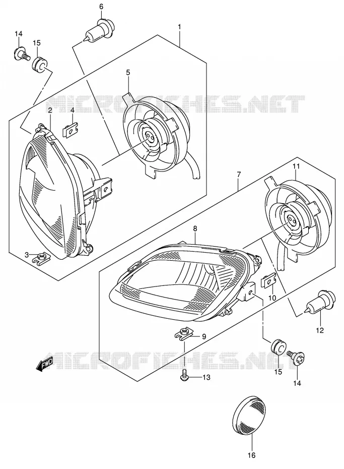 PHARE (MODELE K5) Suzuki QUAD 400 EIGER 2004  LT-A400FK4(P3/P28)