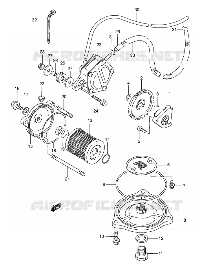 POMPE A HUILE - POMPE A ESSENCE Suzuki QUAD 300 KINGQUAD 1998  LT-F4WDXW(E17)