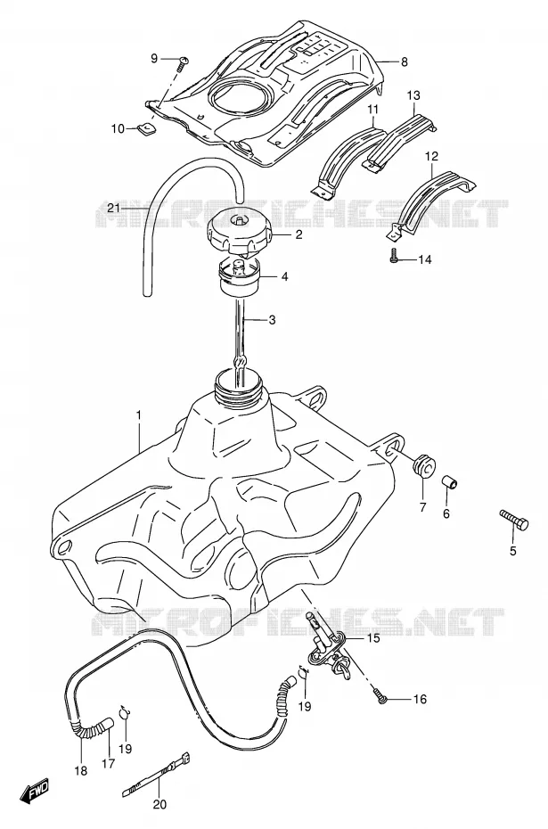 RESERVOIR D'ESSENCE Suzuki QUAD 300 KINGQUAD 1996  LT-F4WDXT(E17)