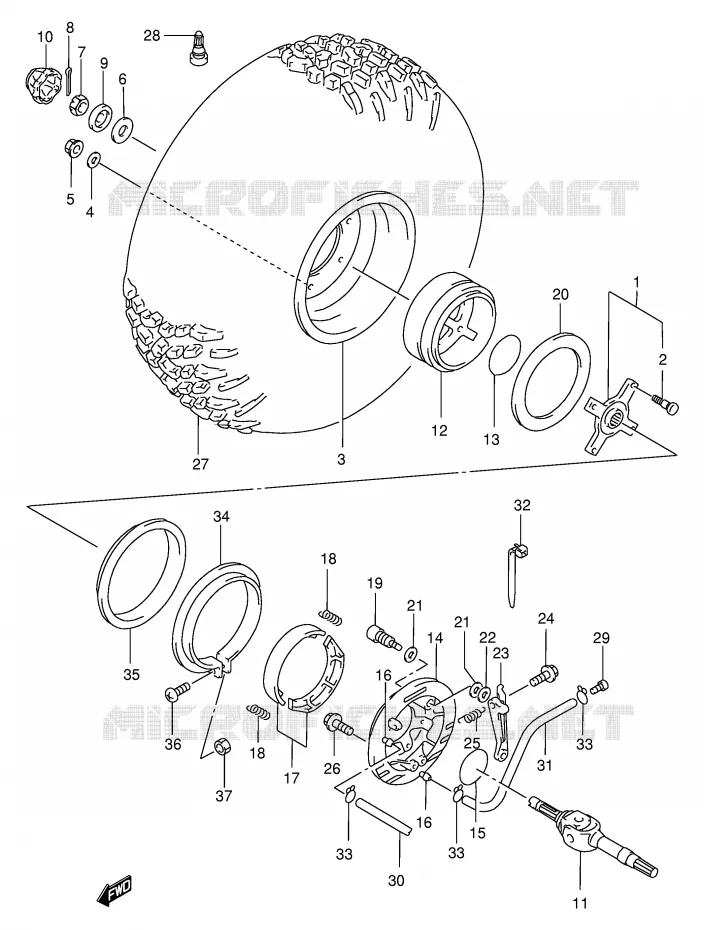 ROUE ARRIERE DROITE Suzuki QUAD 250 OZARK 2002  LT-F250FK2(E24)