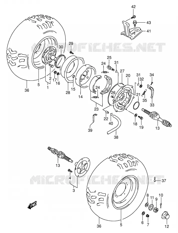 ROUE ARRIERE Suzuki QUAD 300 KINGQUAD 1996  LT-F4WDXT(E17)