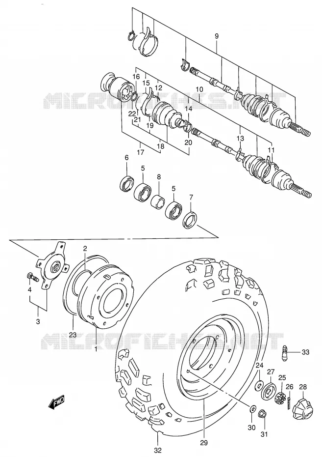 ROUE AVANT (VOIR NOTE) Suzuki QUAD 250 KINGQUAD 1996  LT-F4WDT(E28)