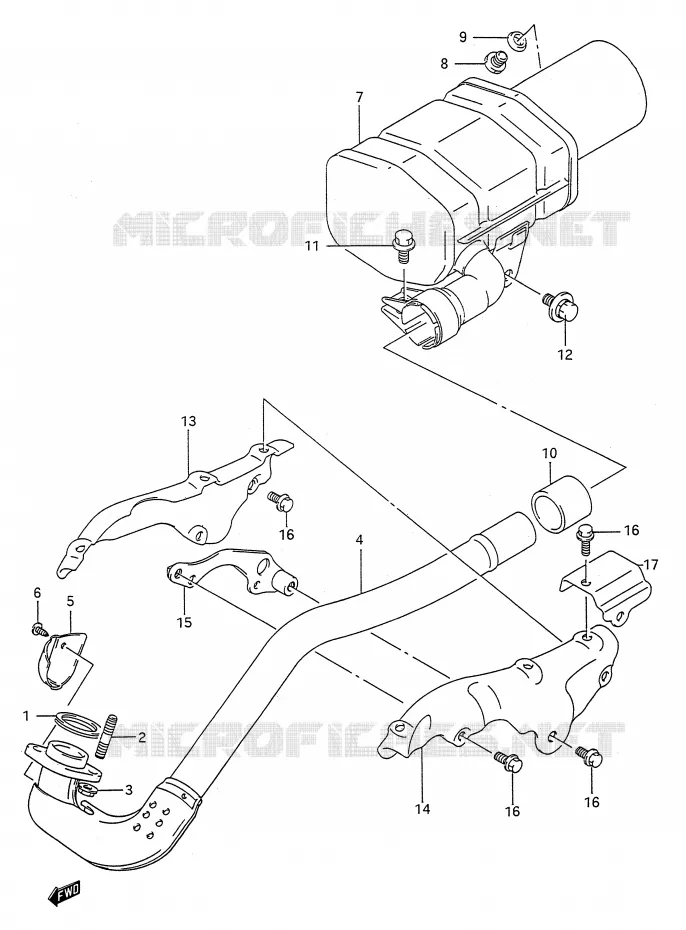 SILENCIEUX (MODELE L) Suzuki QUAD 250 KINGQUAD 1994  LT-F4WDR(E28)