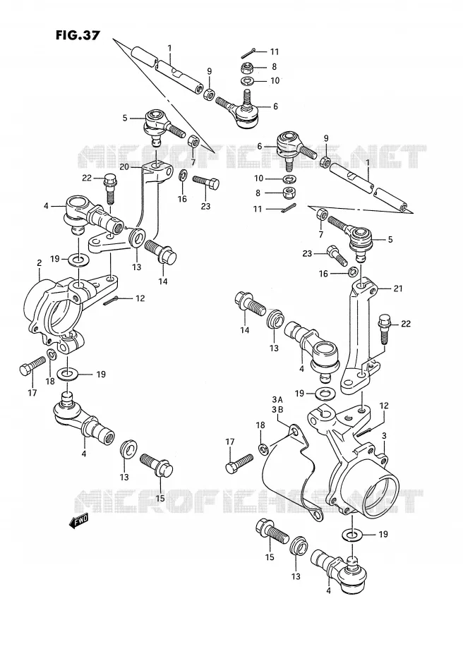BIELLETTES DE DIRECTION - MOYEU Suzuki QUAD 250 KINGQUAD 1993  LT-F4WDP(E2)