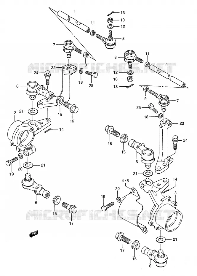 BIELLETTES DE DIRECTION - MOYEU Suzuki QUAD 250 KINGQUAD 1993  LT-F4WDP(E28)