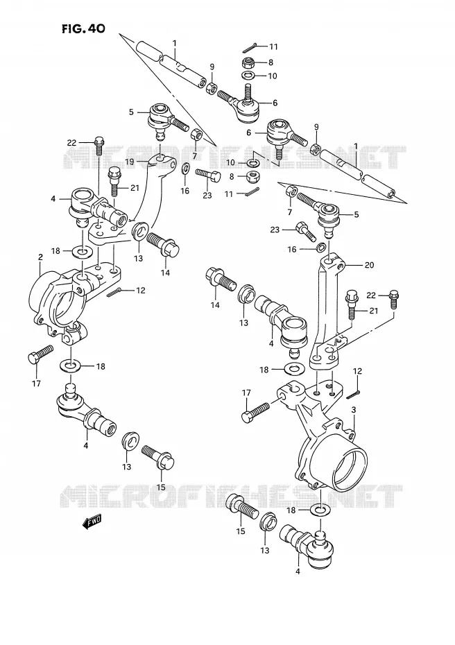 BIELLETTES DE DIRECTION - MOYEU Suzuki QUAD 300 KINGQUAD 1995  LT-F4WDXS(E2)