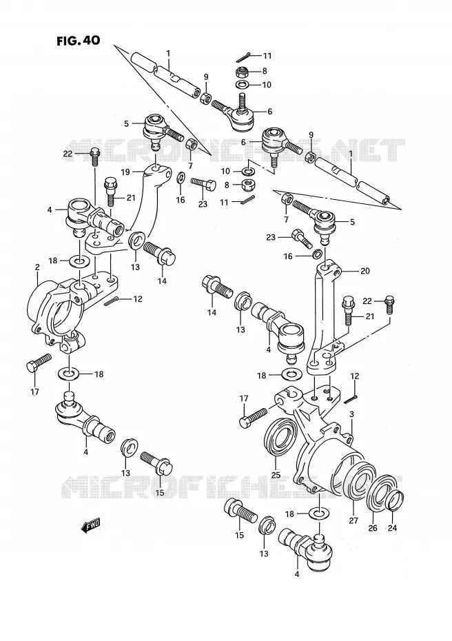 BIELLETTES DE DIRECTION - MOYEU Suzuki QUAD 300 KINGQUAD 1995  LT-F4WDXS(E3)