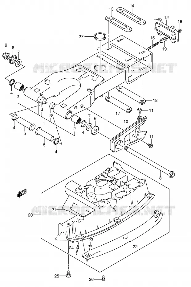 BRAS OSCILLANT ARRIERE (MODELE K3 F.NO.32113658~) Suzuki QUAD 400 QUADSPORT 2006  LT-Z400K6(E3/E28)