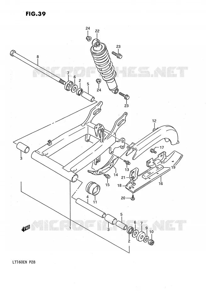BRAS OSCILLANT ARRIERE Suzuki QUAD 160 QUADRUNNER 1990  LT160EL(P28)