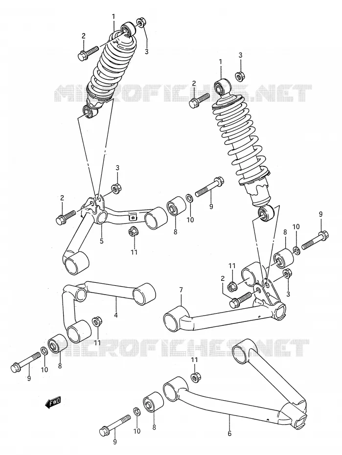 BRAS SUSPENSION AVANT Suzuki QUAD 250 KINGQUAD 1989  LT-F4WDK(E28)