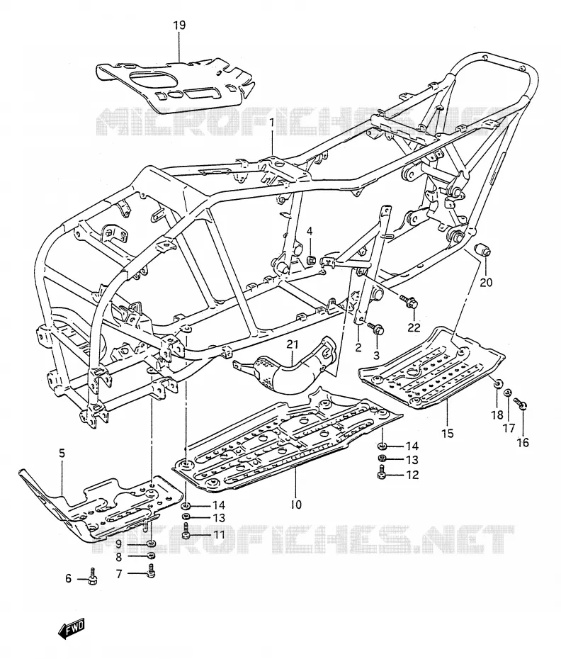 CADRE (MODELE L/M/N/P/R/S) Suzuki QUAD 250 KINGQUAD 1987  LT-F4WDH(E28)