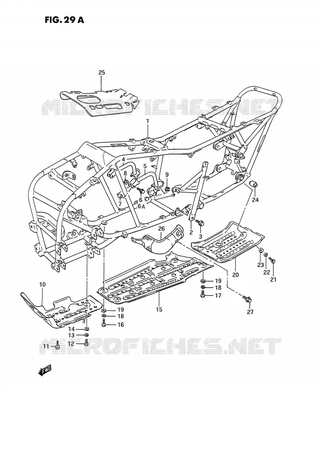 CADRE (MODELE L/M/N/P/R/S) Suzuki QUAD 250 KINGQUAD 1990  LT-F4WDL(E2)