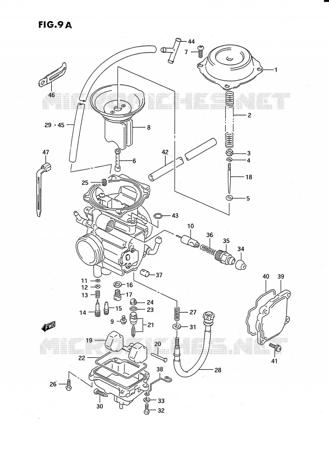 CARBURATEUR (MODELE L/M/N/P/R/S/T) Suzuki QUAD 250 OZARK 1988  LT-F250J(E3)