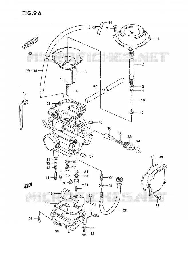 CARBURATEUR (MODELE L/M/N/P/R/S/T) Suzuki QUAD 250 OZARK 1991  LT-F250M(E28)