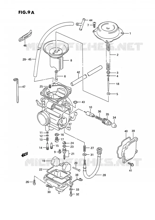 CARBURATEUR (MODELE L/M/N/P/R/S/T) Suzuki QUAD 250 OZARK 1996  LT-F250T(E2)